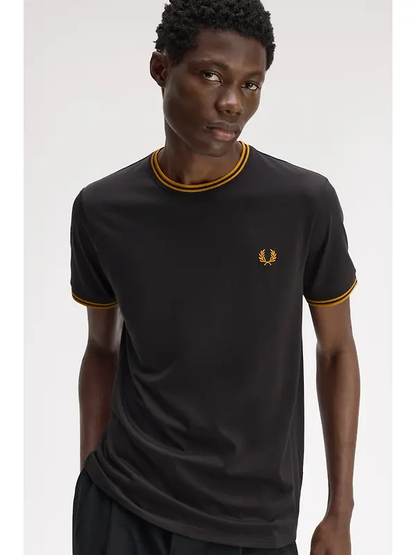 Fred Perry Men's Twin Tipped T-Shirt - Anchor Grey / Golden Image 4