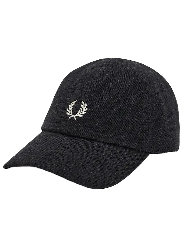 Fred Perry Piqué Classic Cap - Charcoal Marl / Ecru / Ecru Image 1