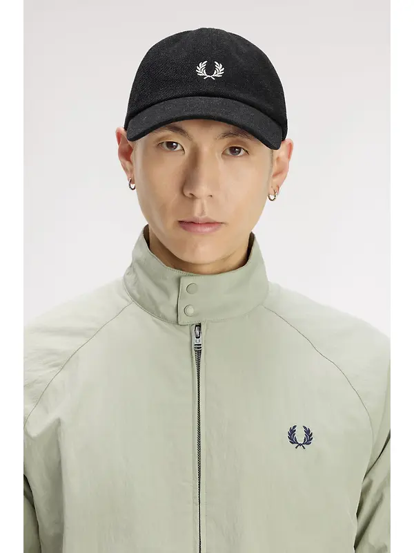 Fred Perry Piqué Classic Cap - Charcoal Marl / Ecru / Ecru Image 2