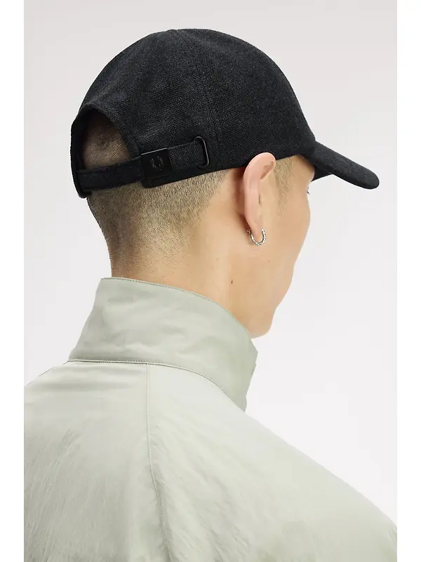Fred Perry Piqué Classic Cap - Charcoal Marl / Ecru / Ecru Image 3