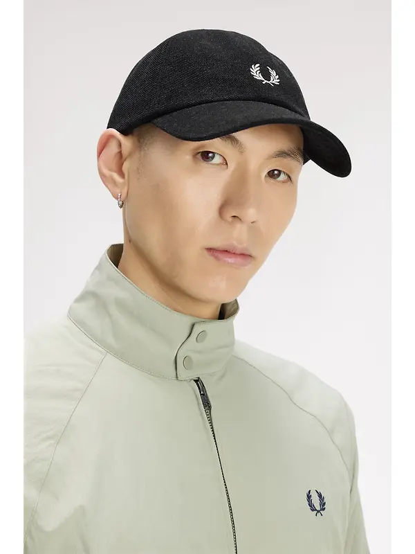 Fred Perry Piqué Classic Cap - Charcoal Marl / Ecru / Ecru Image 4