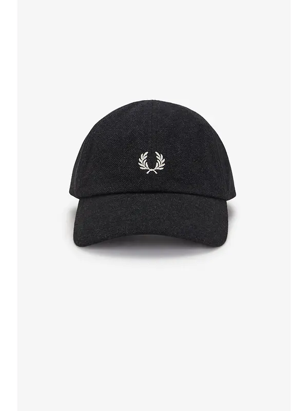 Fred Perry Piqué Classic Cap - Charcoal Marl / Ecru / Ecru Image 6