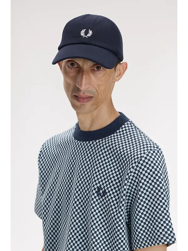 Fred Perry Piqué Classic Cap - Navy / Snow White Image 3