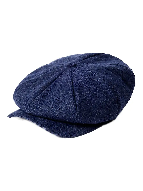 Hackett Men's Herringbone Bakerboy Cap - Navy Image 1