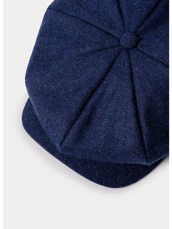 Hackett Men's Herringbone Bakerboy Cap - Navy Image 4