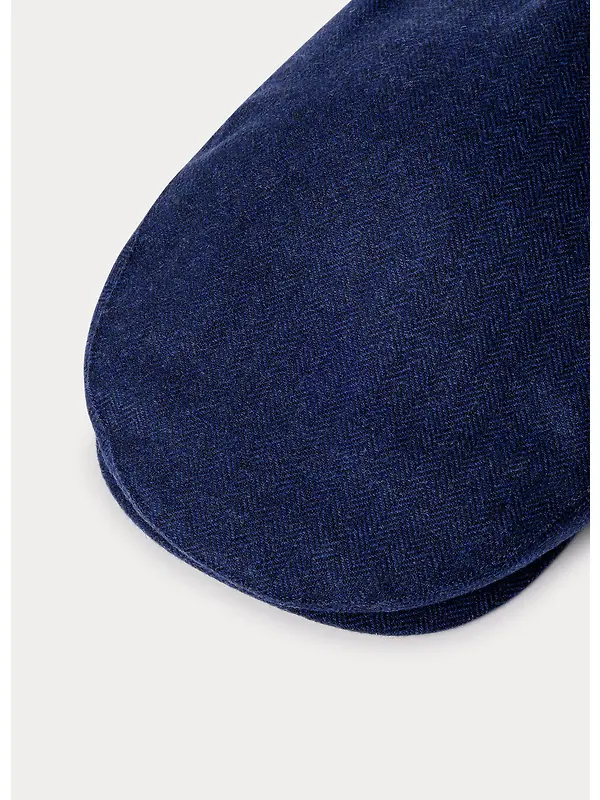 Hackett Men's Wool Blend Herringbone Flat Cap - Navy Image 4