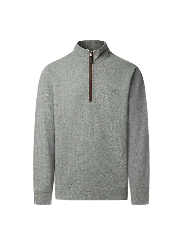 Hackett Men's Herringbone Half Zip Sweatshirt - Charcoal Grey Image 1