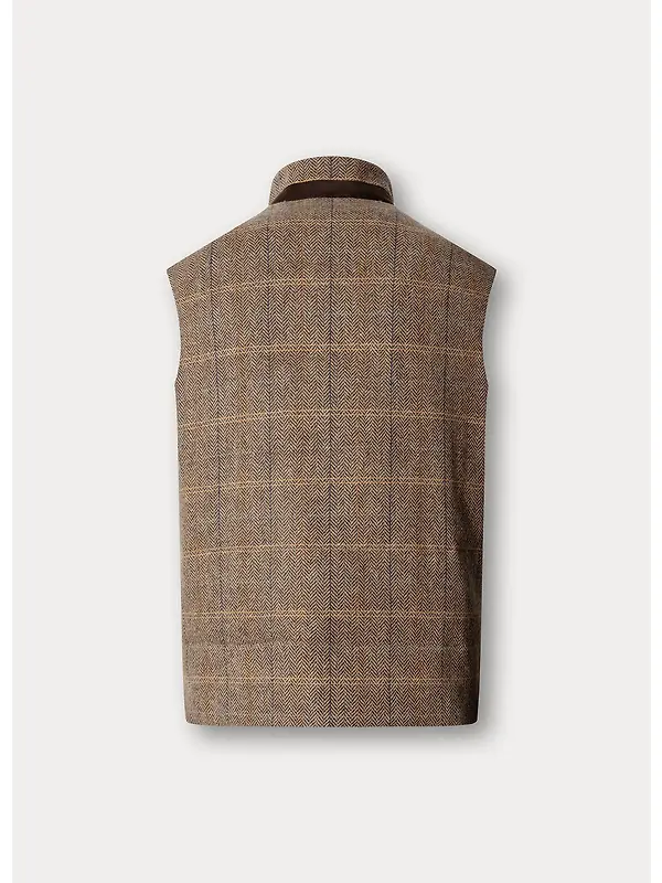 Hackett Men's Wool Blend Tattersall Padded Gilet - Tetley Beige Image 10