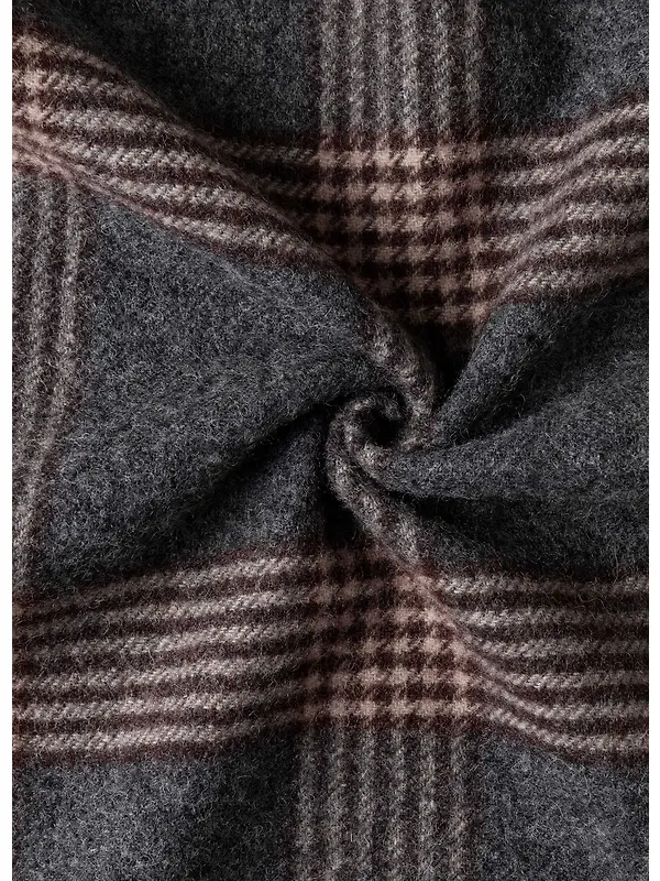 Hackett Men's Wool-Cashmere Branded Plaid Scarf - College Grey Image 2