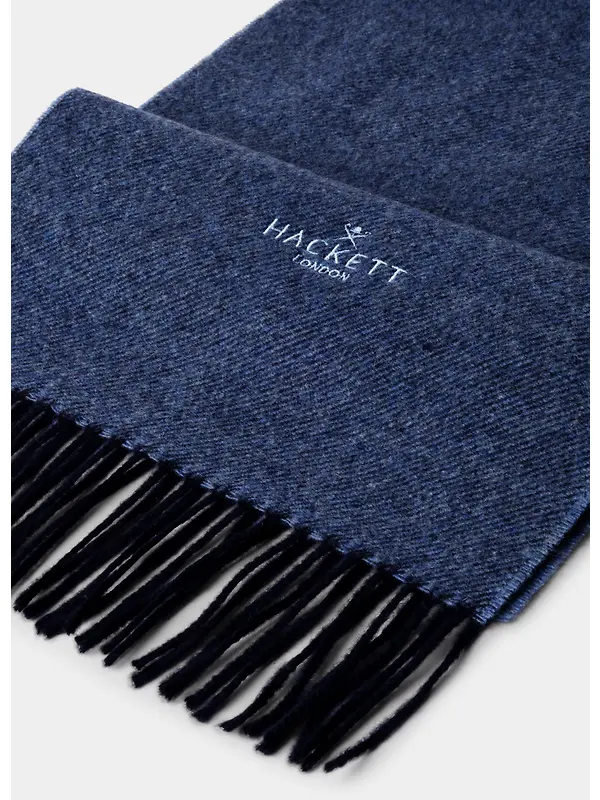 Hackett Men's Wool-Cashmere Twill Scarf - Made In Italy - Navy Image 3