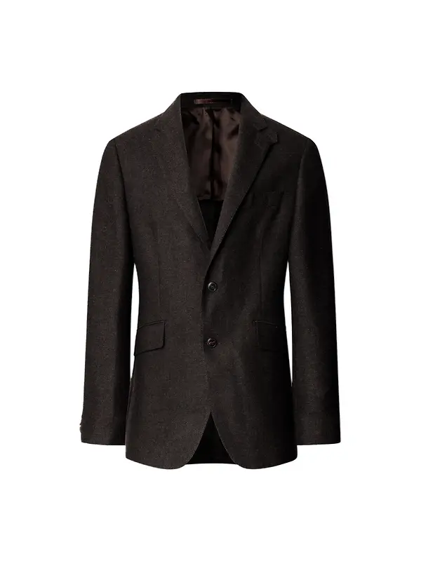 Hackett Men's Wool Blend Herringbone Blazer - Ebony Brown Image 1