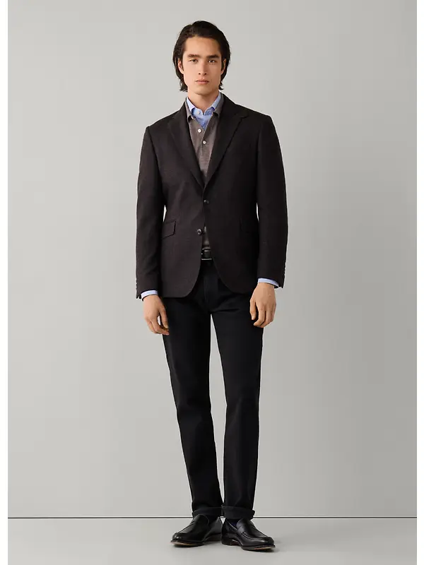 Hackett Men's Wool Blend Herringbone Blazer - Ebony Brown Image 3