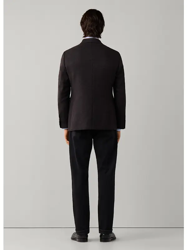 Hackett Men's Wool Blend Herringbone Blazer - Ebony Brown Image 4
