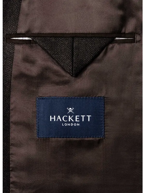 Hackett Men's Wool Blend Herringbone Blazer - Ebony Brown Image 10