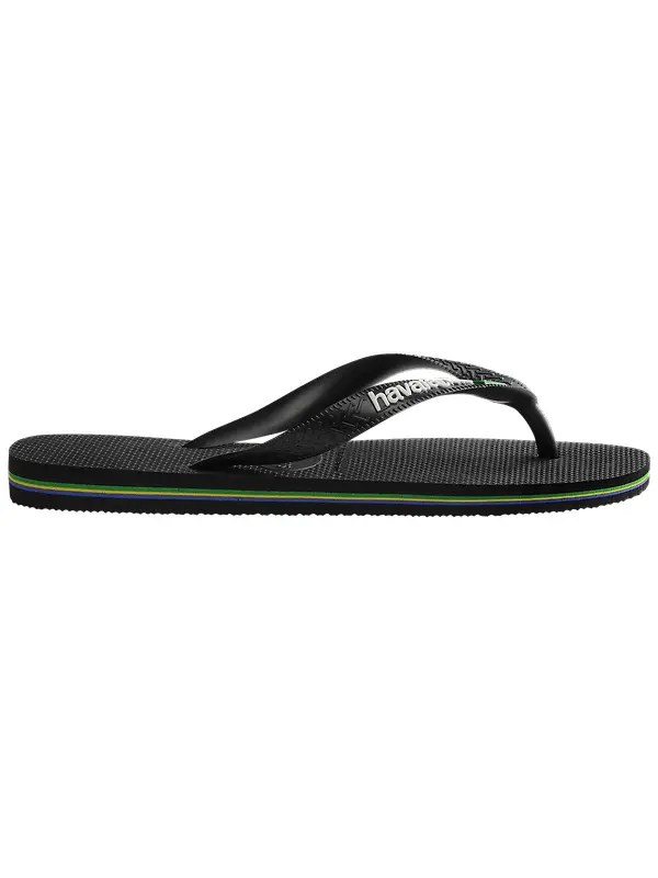 Havaianas Unisex Brasil Logo Flip Flops - Black/Black Image 3
