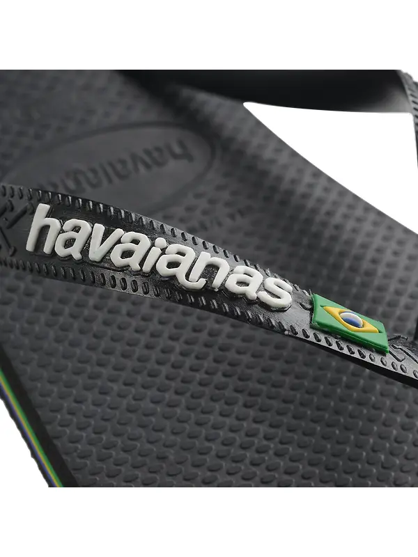 Havaianas Unisex Brasil Logo Flip Flops - Black/Black Image 5