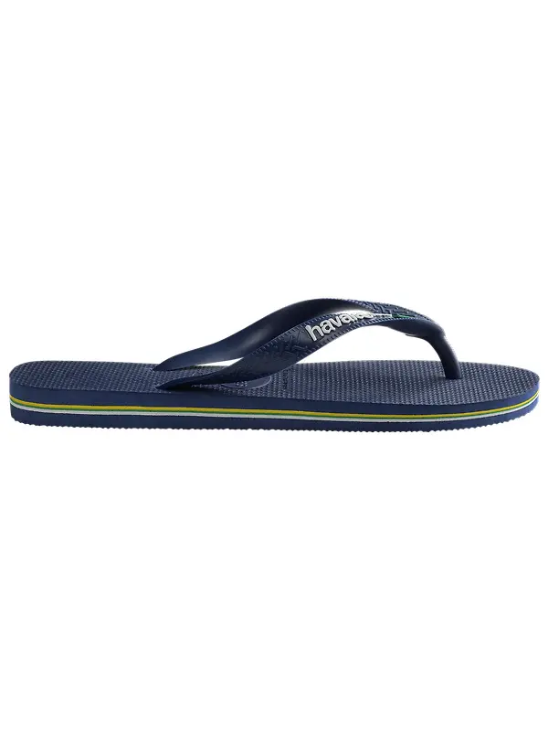 Havaianas Unisex Brasil Logo Flip Flops - Navy Blue Image 3