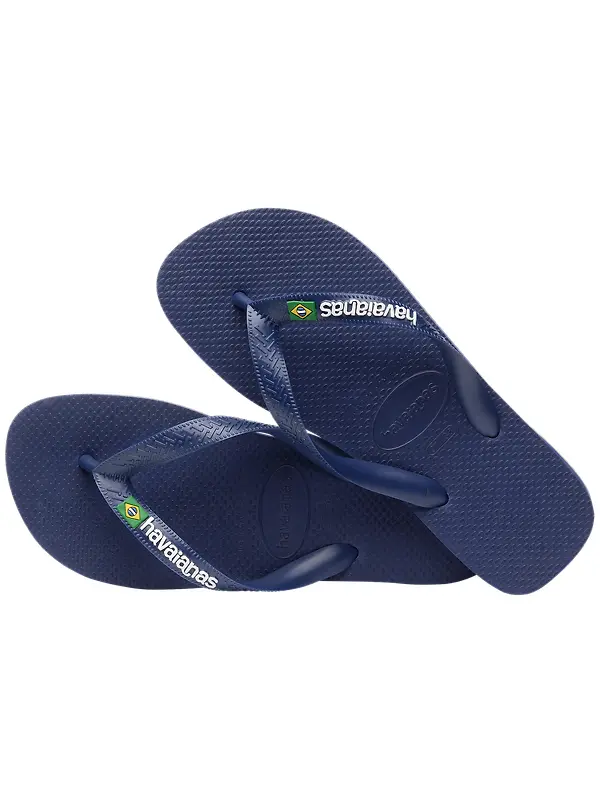 Havaianas Unisex Brasil Logo Flip Flops - Navy Blue Image 4