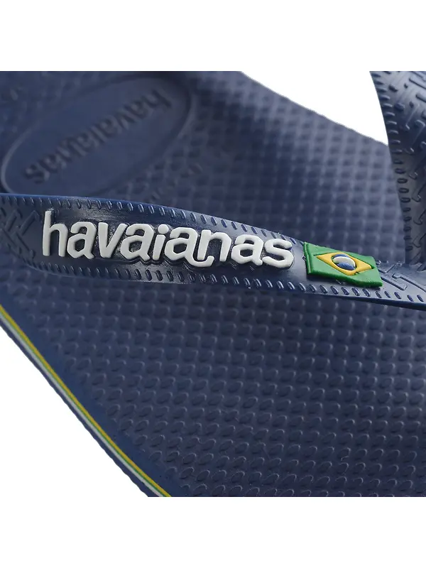 Havaianas Unisex Brasil Logo Flip Flops - Navy Blue Image 5