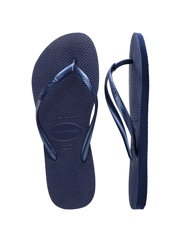Havaianas Women's Slim Flip Flops - Navy Blue Image 3