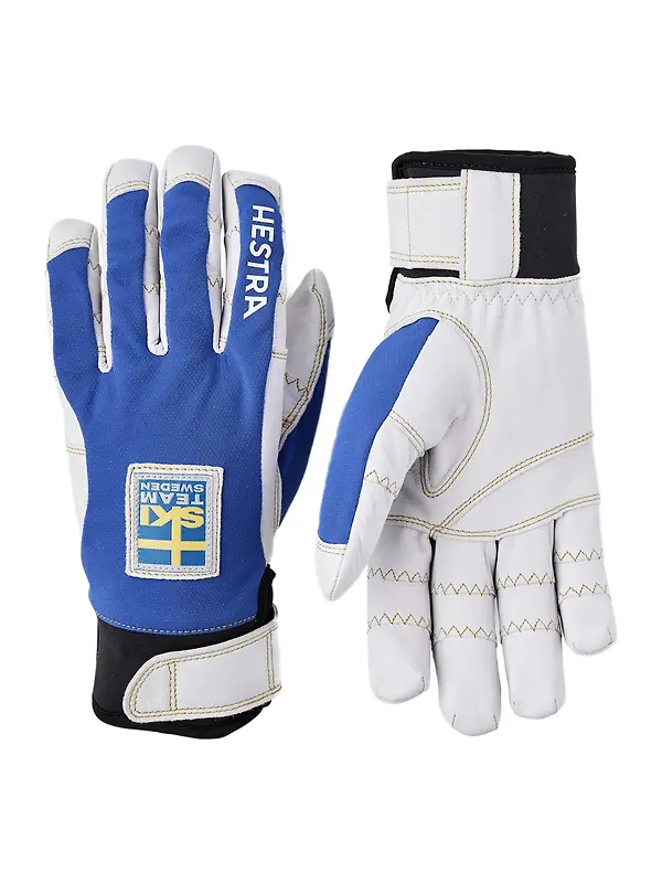 Hestra Ergo Grip Active 5 Finger Gloves - Royal Blue/Yellow Image 1