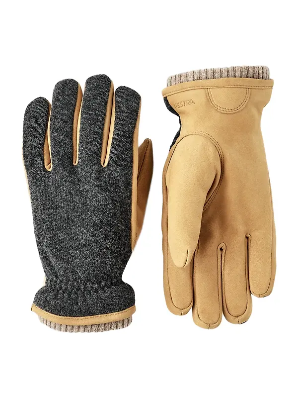 Hestra Men's Noah Leather Gloves - Charcoal/Tan Image 1