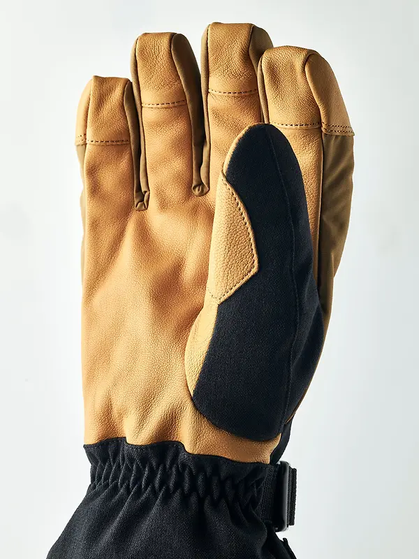 Hestra Powder Gauntlet 5 Finger Gloves - Black/Natural Brown Image 2
