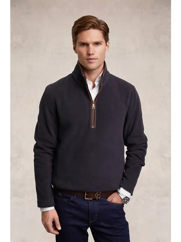 Holland Cooper Men's Country Fleece Quarter Zip - Ink Navy Image 2