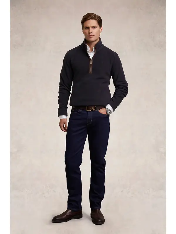 Holland Cooper Men's Country Fleece Quarter Zip - Ink Navy Image 4