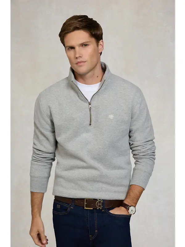 Holland Cooper Men's Quarter Zip Sweat - Grey Marl Image 2