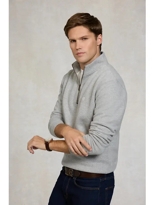 Holland Cooper Men's Quarter Zip Sweat - Grey Marl Image 3