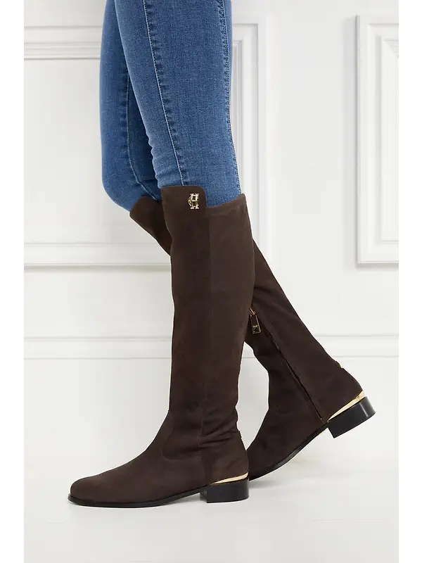 Holland Cooper Women's Albany Knee Boots - Chocolate Suede Image 4