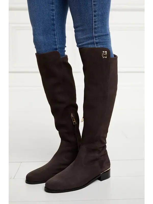 Holland Cooper Women's Albany Knee Boots - Chocolate Suede Image 7