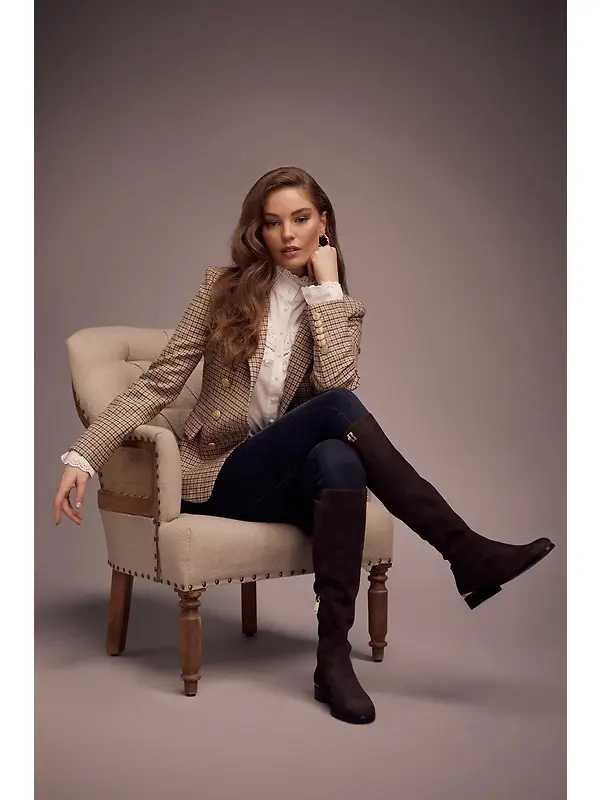 Holland Cooper Women's Albany Knee Boots - Chocolate Suede Image 8
