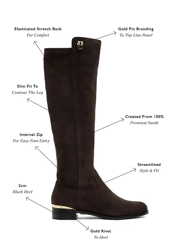 Holland Cooper Women's Albany Knee Boots - Chocolate Suede Image 9