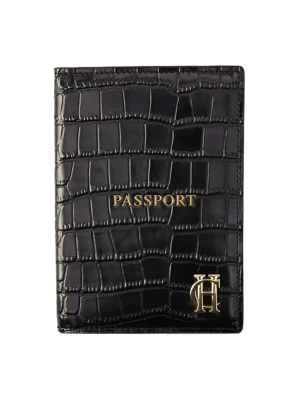Holland Cooper Women's Chelsea Passport Holder - Black Croc Image 1