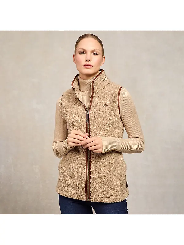 Holland Cooper Women's Country Fleece Gilet - Natural Borg Image 2