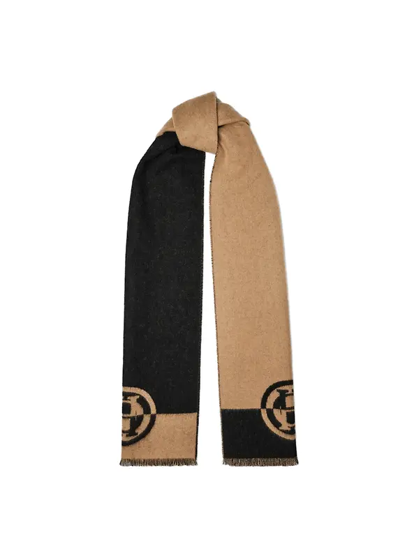 Holland Cooper Women's Jacquard Scarf - Camel Black Image 1