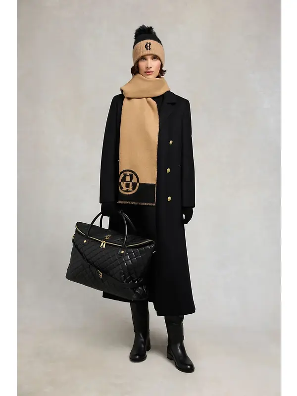 Holland Cooper Women's Jacquard Scarf - Camel Black Image 2