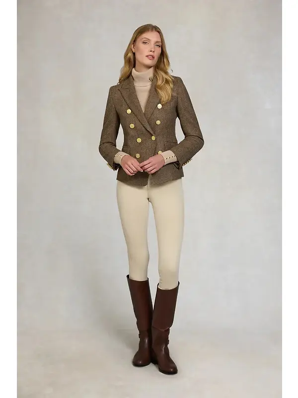 Holland Cooper Women's Knightsbridge Blazer - Large Scale Brown Herringbone Image 6