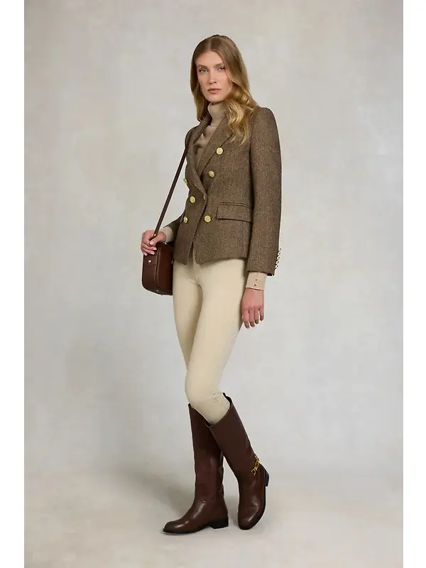 Holland Cooper Women's Knightsbridge Blazer - Large Scale Brown Herringbone Image 8