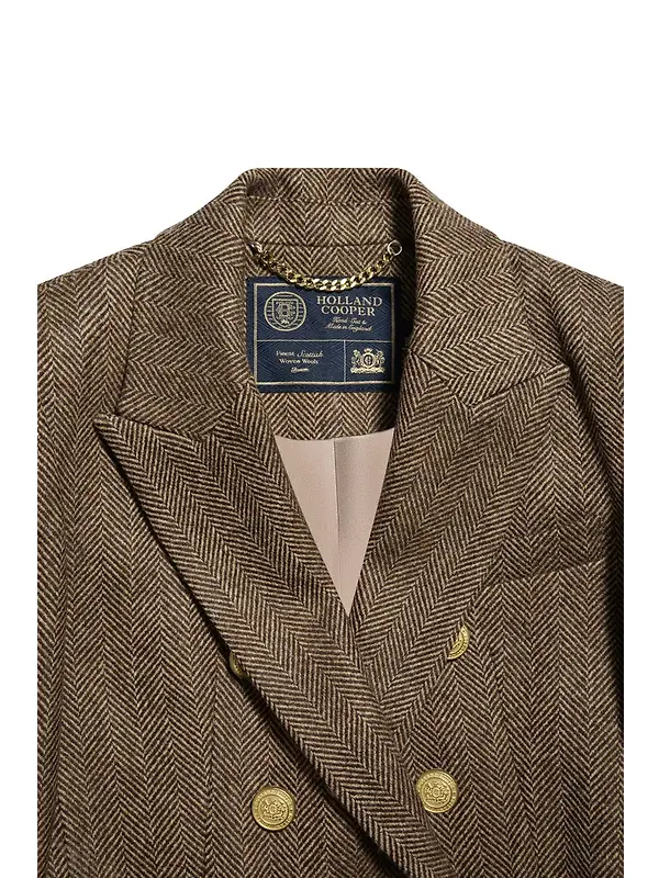 Holland Cooper Women's Knightsbridge Blazer - Large Scale Brown Herringbone Image 9