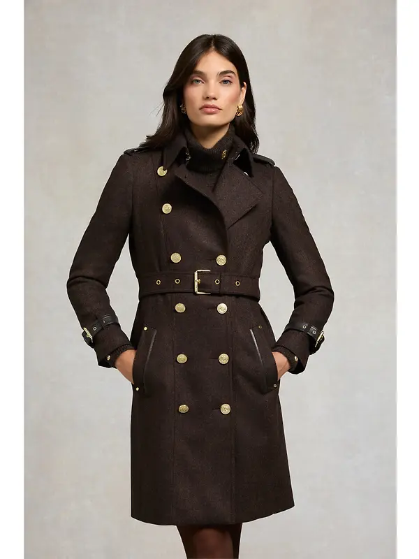 Holland Cooper Women's Marlborough Trench Coat - Chocolate Herringbone Image 2