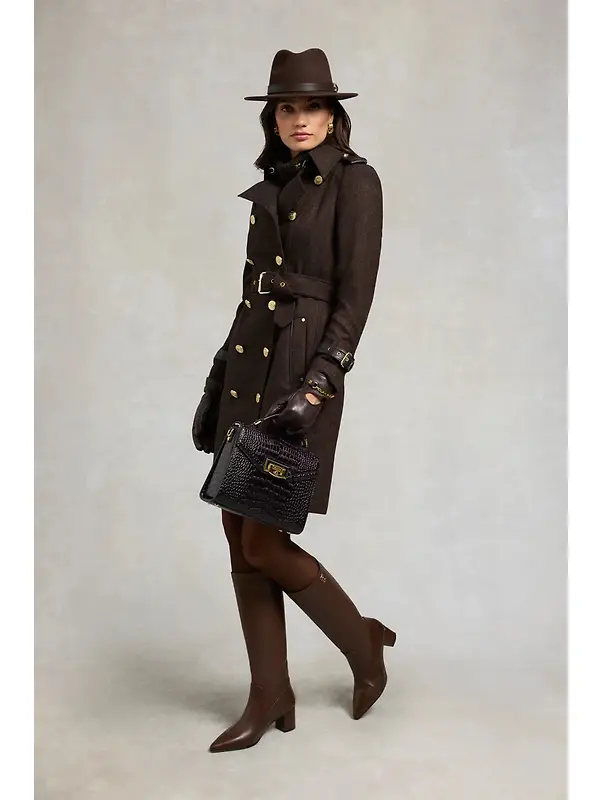 Holland Cooper Women's Marlborough Trench Coat - Chocolate Herringbone Image 4