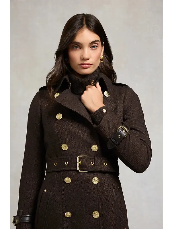 Holland Cooper Women's Marlborough Trench Coat - Chocolate Herringbone Image 6