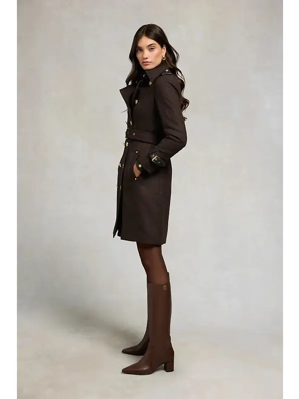 Holland Cooper Women's Marlborough Trench Coat - Chocolate Herringbone Image 7
