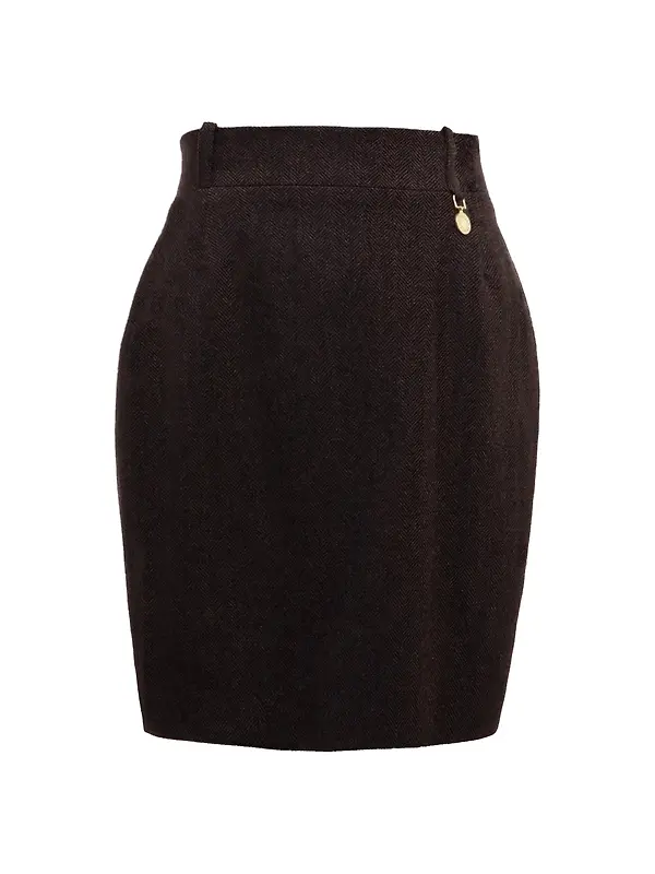 Holland Cooper Women's Regency Skirt - Chocolate Herringbone Image 1