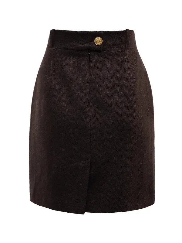 Holland Cooper Women's Regency Skirt - Chocolate Herringbone Image 6