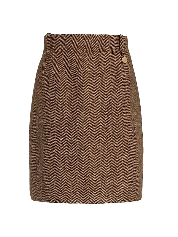 Holland Cooper Women's Regency Skirt - Large Scale Brown Herringbone Image 1