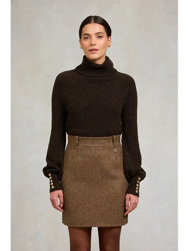 Holland Cooper Women's Regency Skirt - Large Scale Brown Herringbone Image 2